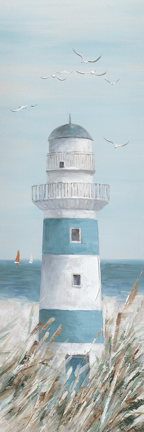 Ölbild Leuchtturm am Stand 40x120cm