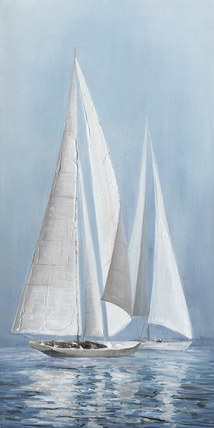 Ölbild zwei Segelboote im Meer 70x140cm