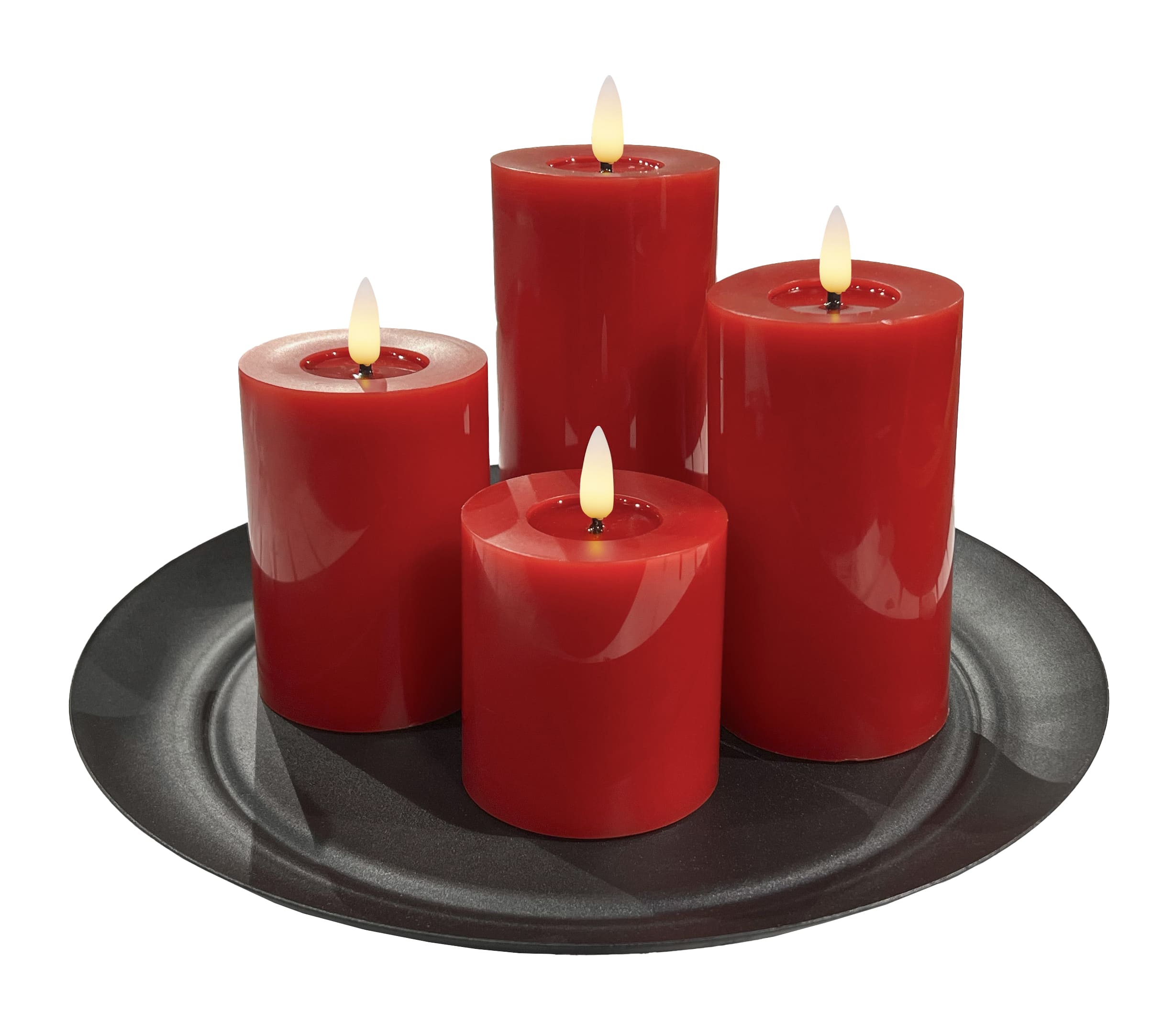 LED 4er Set W red mit Teller