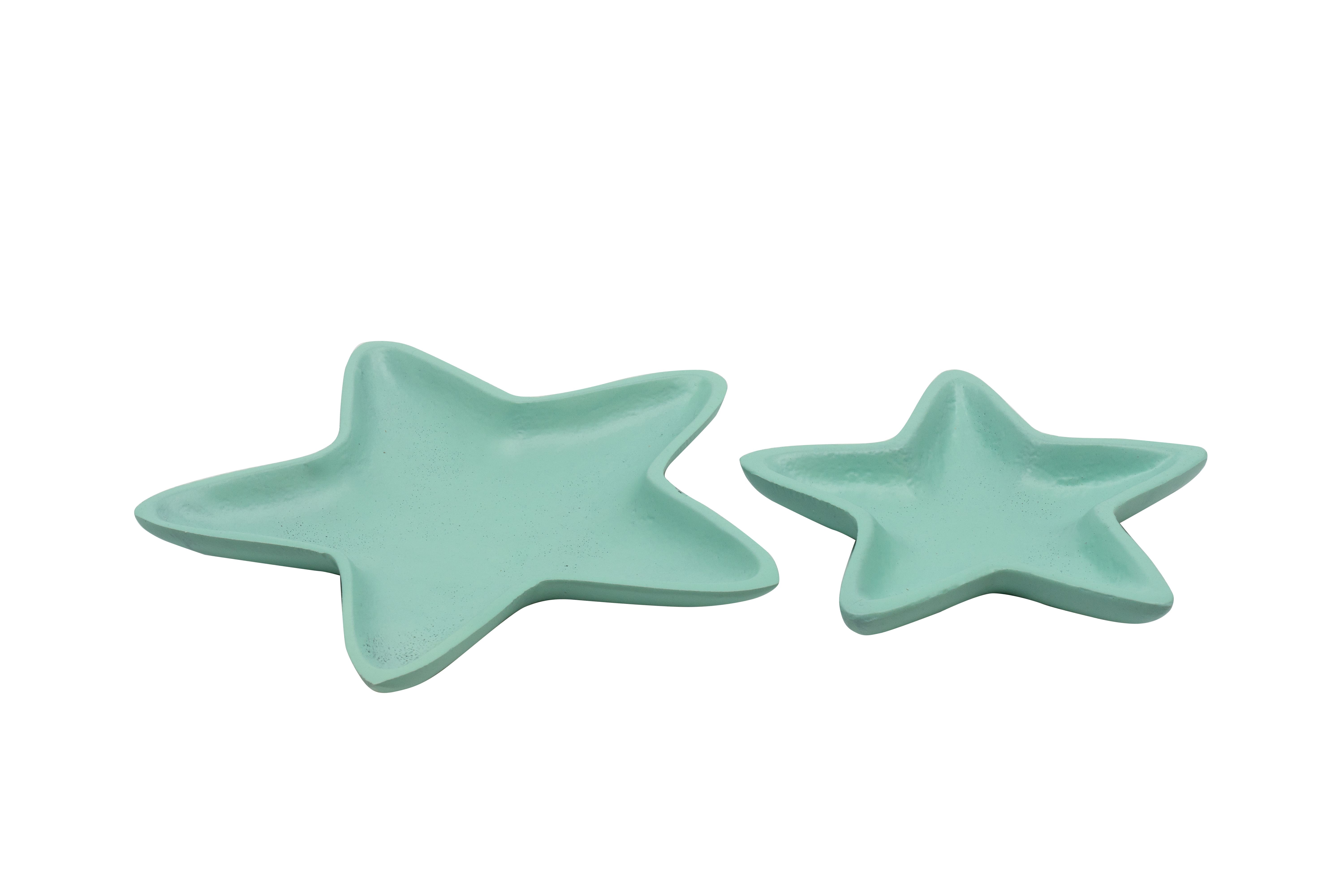 Kerzenteller Alu Stern petrol 14x14x2cm