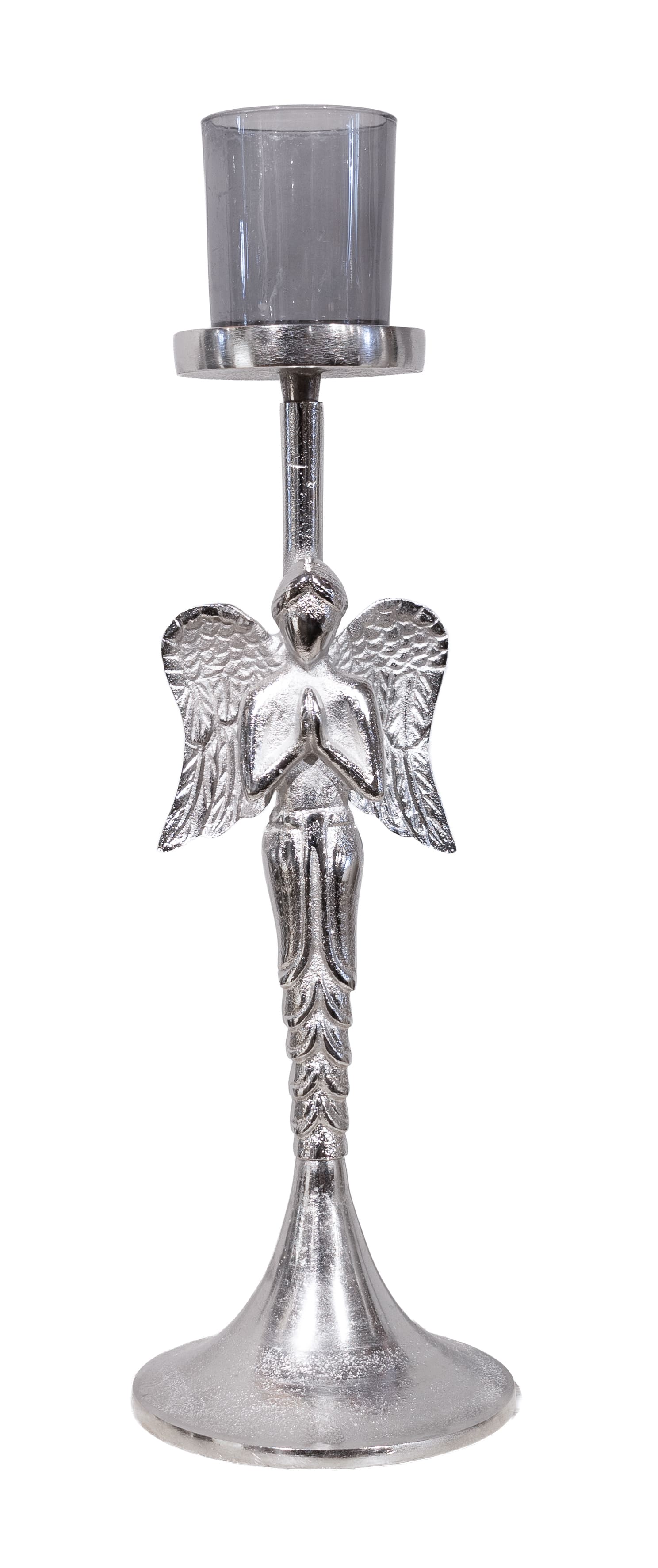 Kerzenhalter Engel Alu Nickel H=50