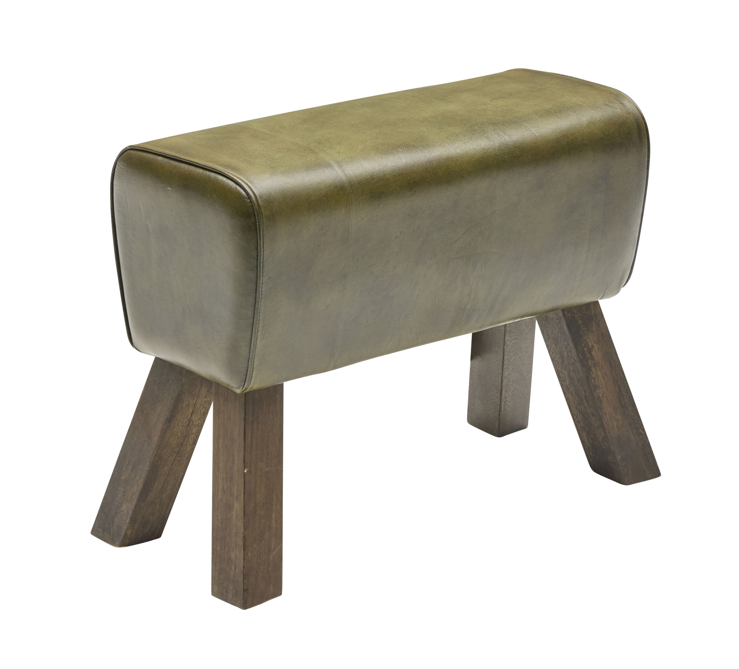 Hocker Lederbezug antik grün 65x34x50cm
