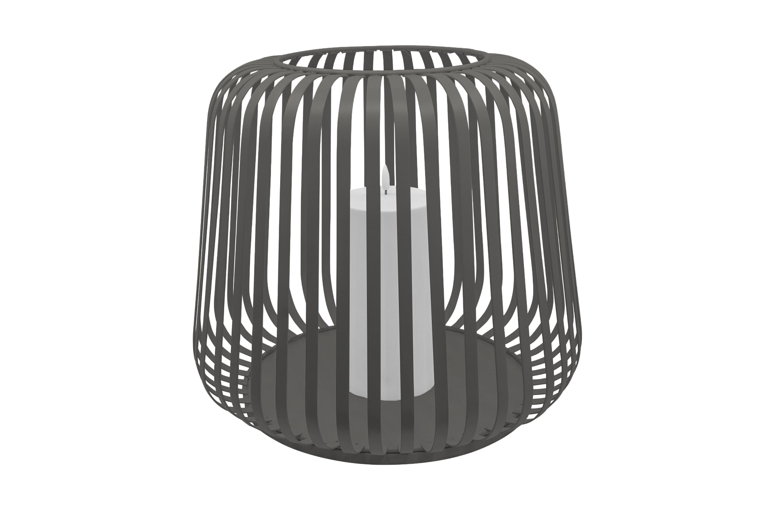 Solar Laterne Cottage Metal grey mit Stumpenkerze white 40x40x35cm