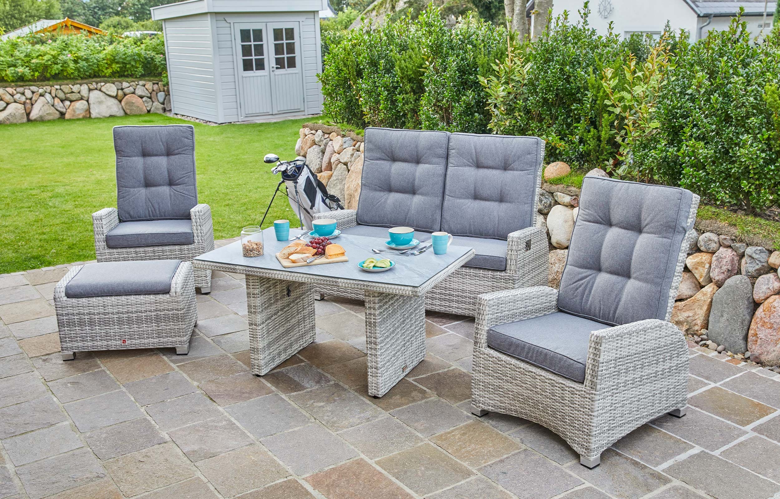 Tisch "Parma" white grey, 130, Spraystone