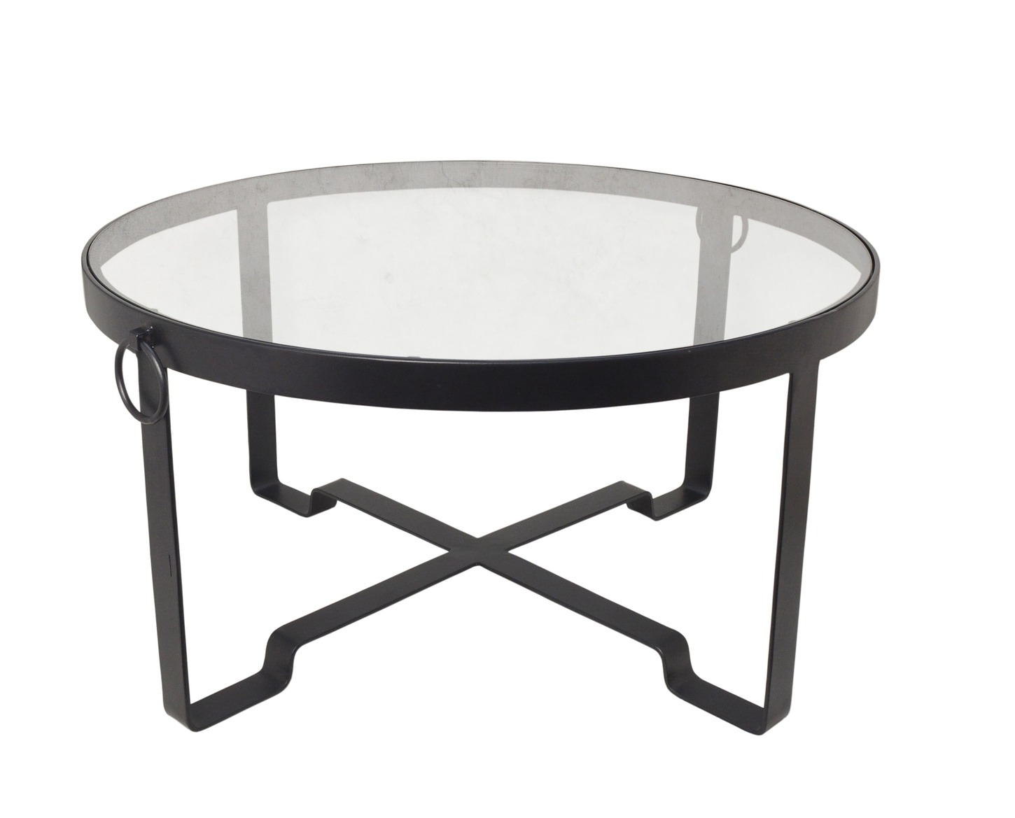 Tisch rund Eisen Glas schwarz H:78