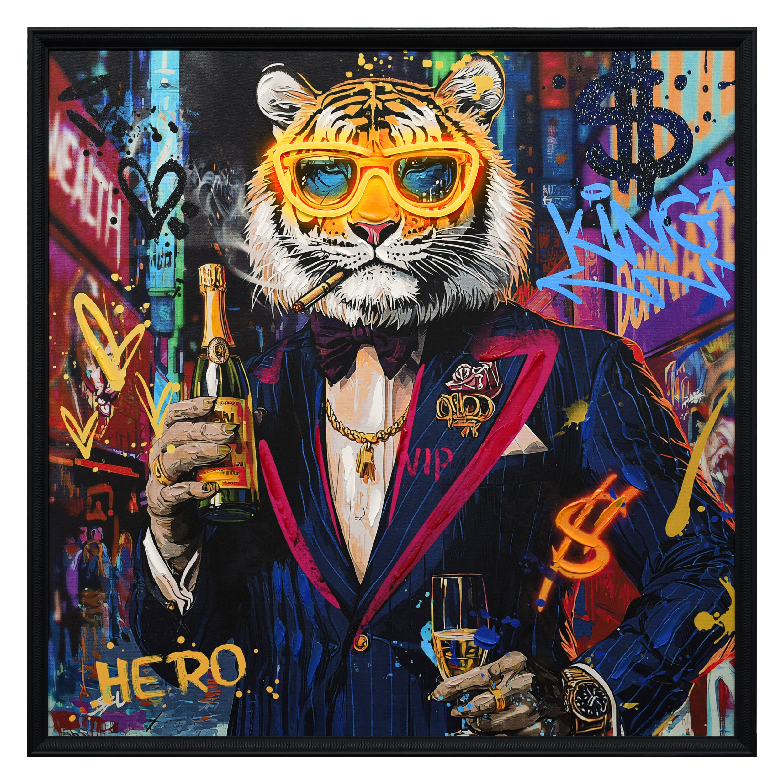 Wandbild Frame LED Party pard 80x80cm