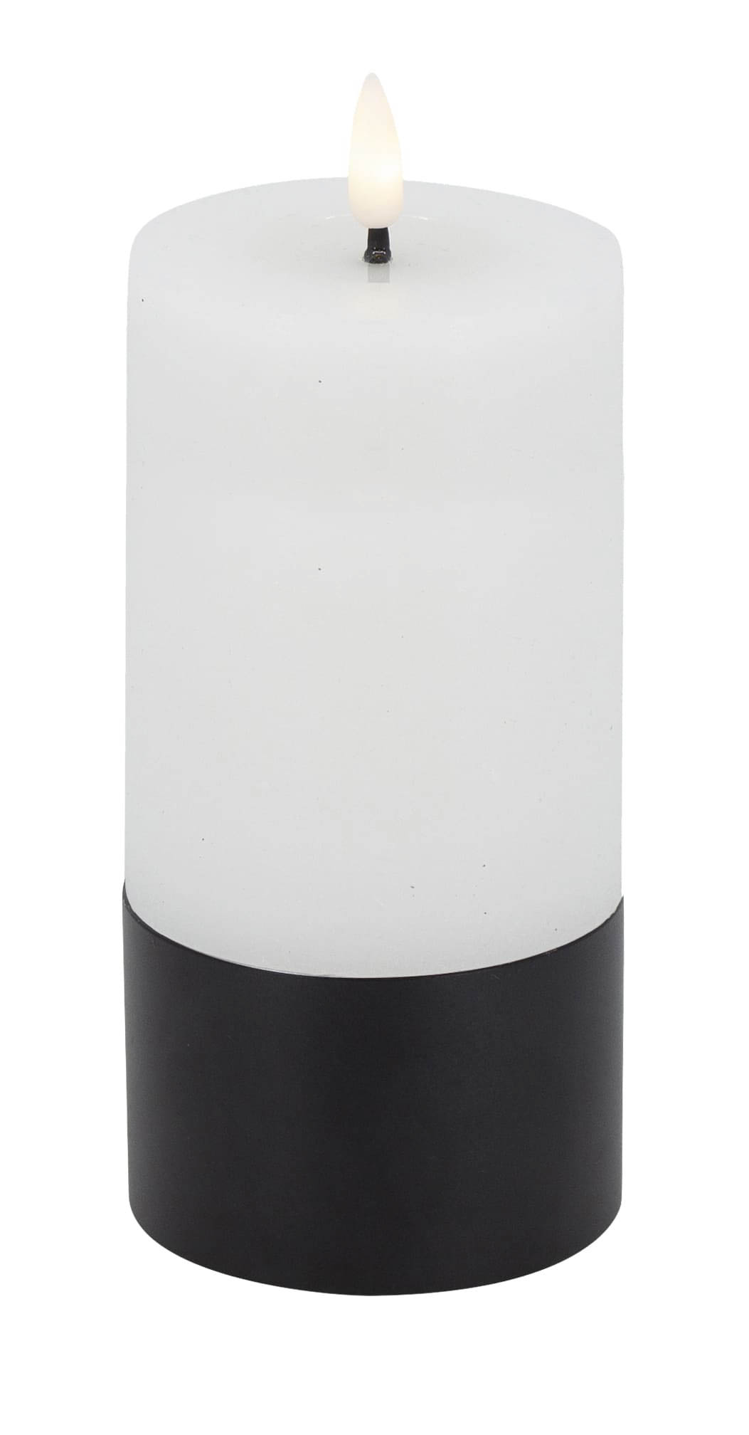LED Kerze Alu-Schwarz white 7,5x15