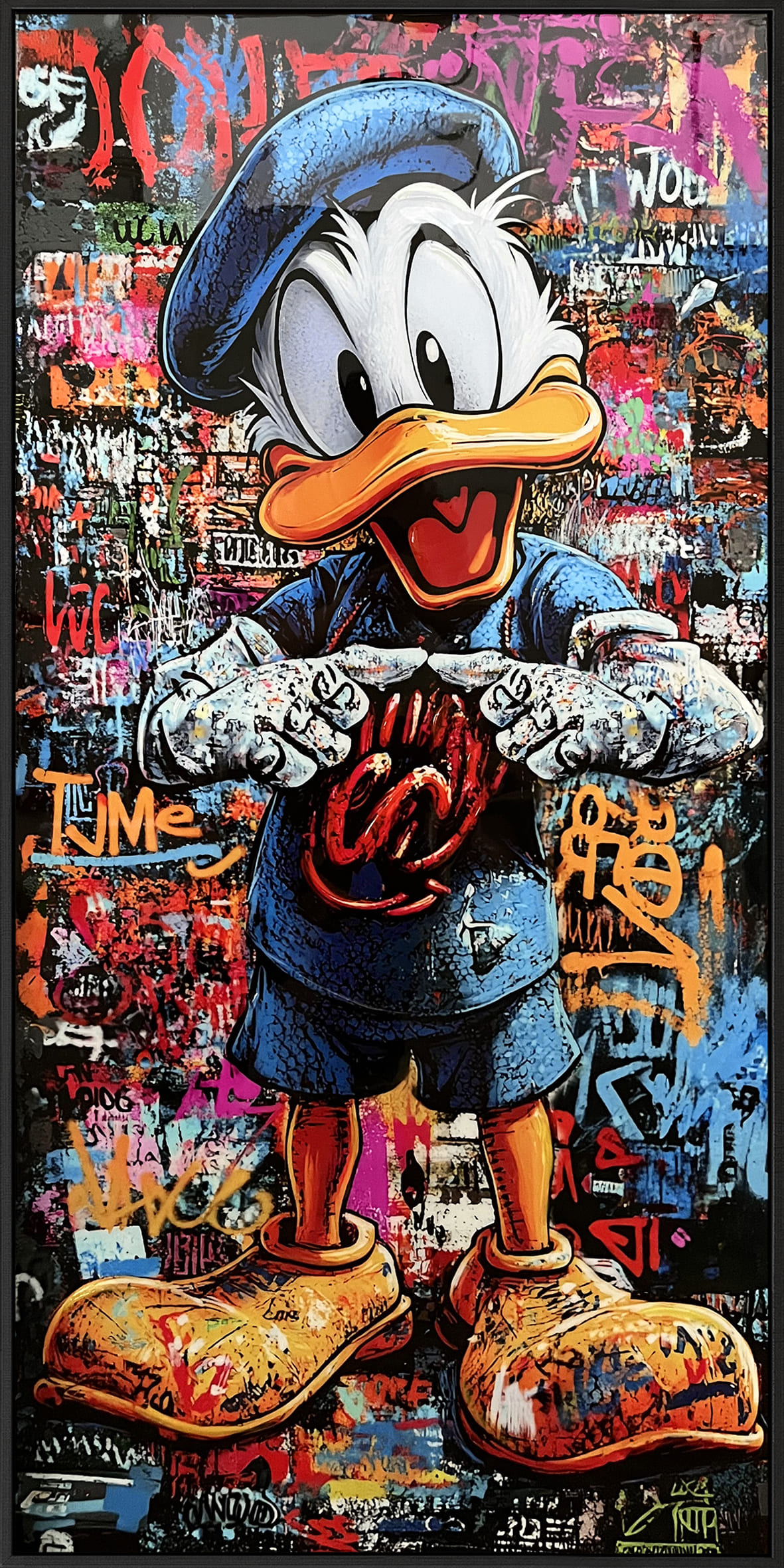Wandbild Acryl Frame Graffiti Duck 60x120cm