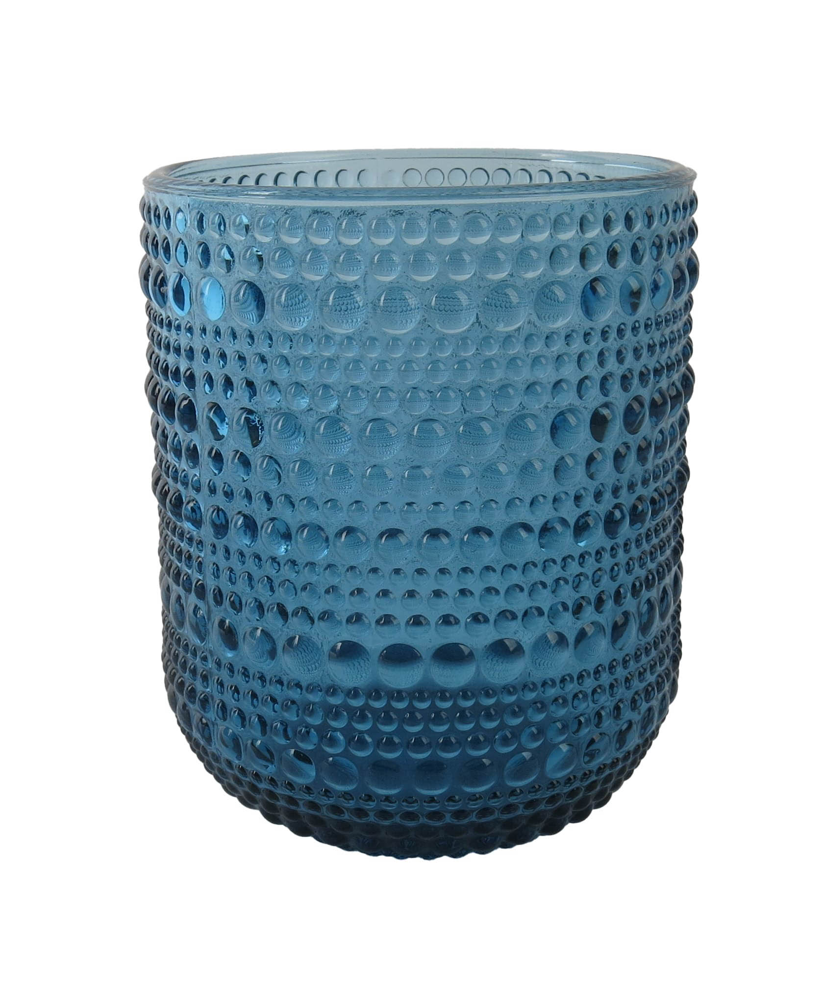 Votivlicht Glas blau mit Punktstruktur 7,3x7,3x9,2cm
