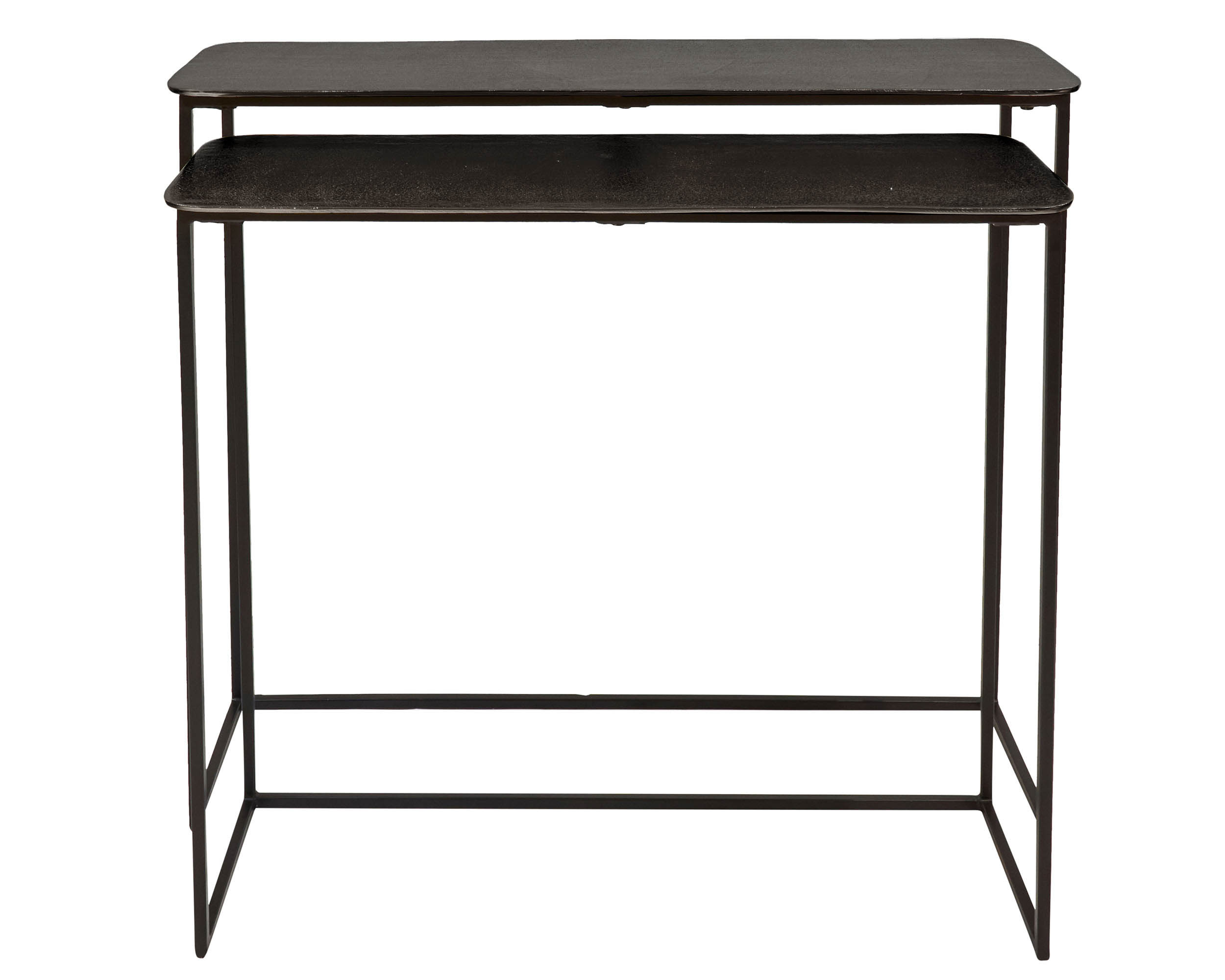 Konsole Set 2 Top Alu schwarz Gestell Metall schwarz  90x26x76  80x26x70cm