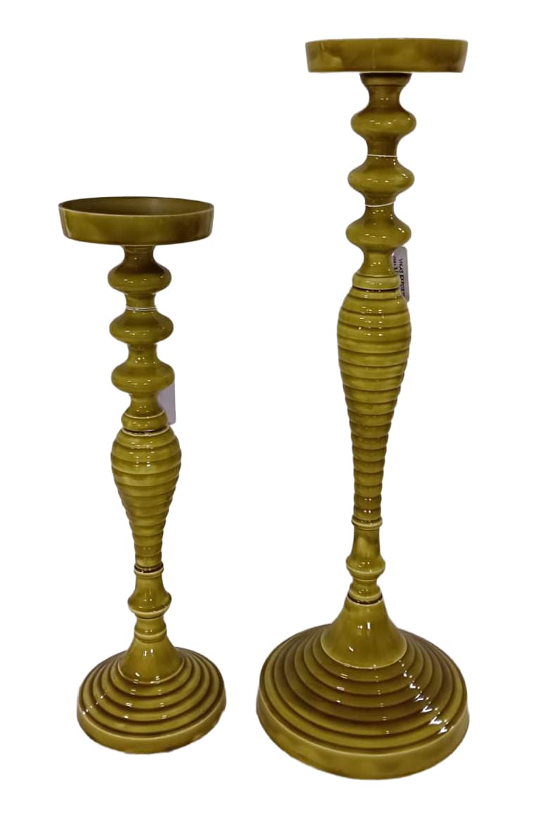 Kerzenhalter Alu email. H-grün 13x13x45