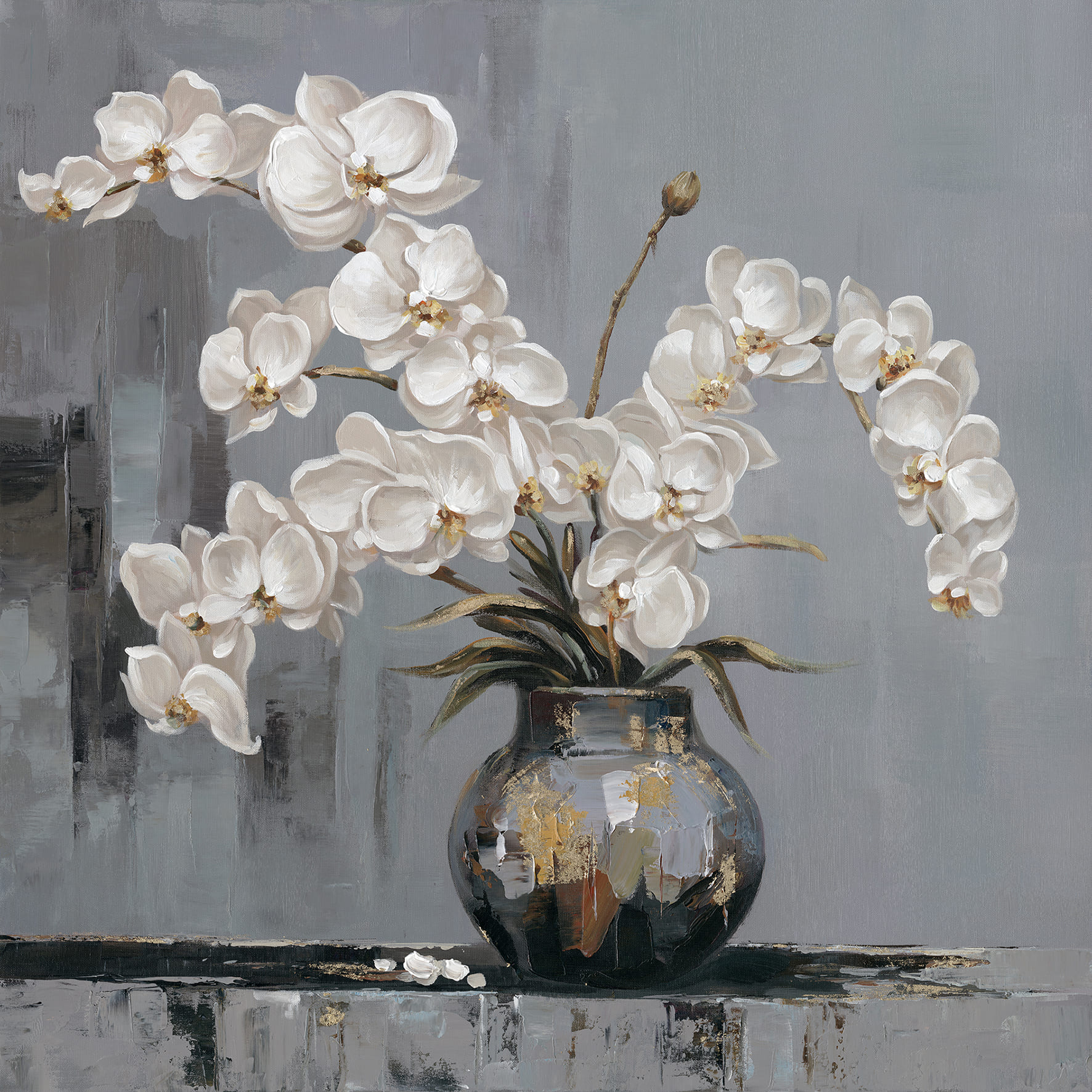 Ölbild Orchideen in Vase 80x80cm