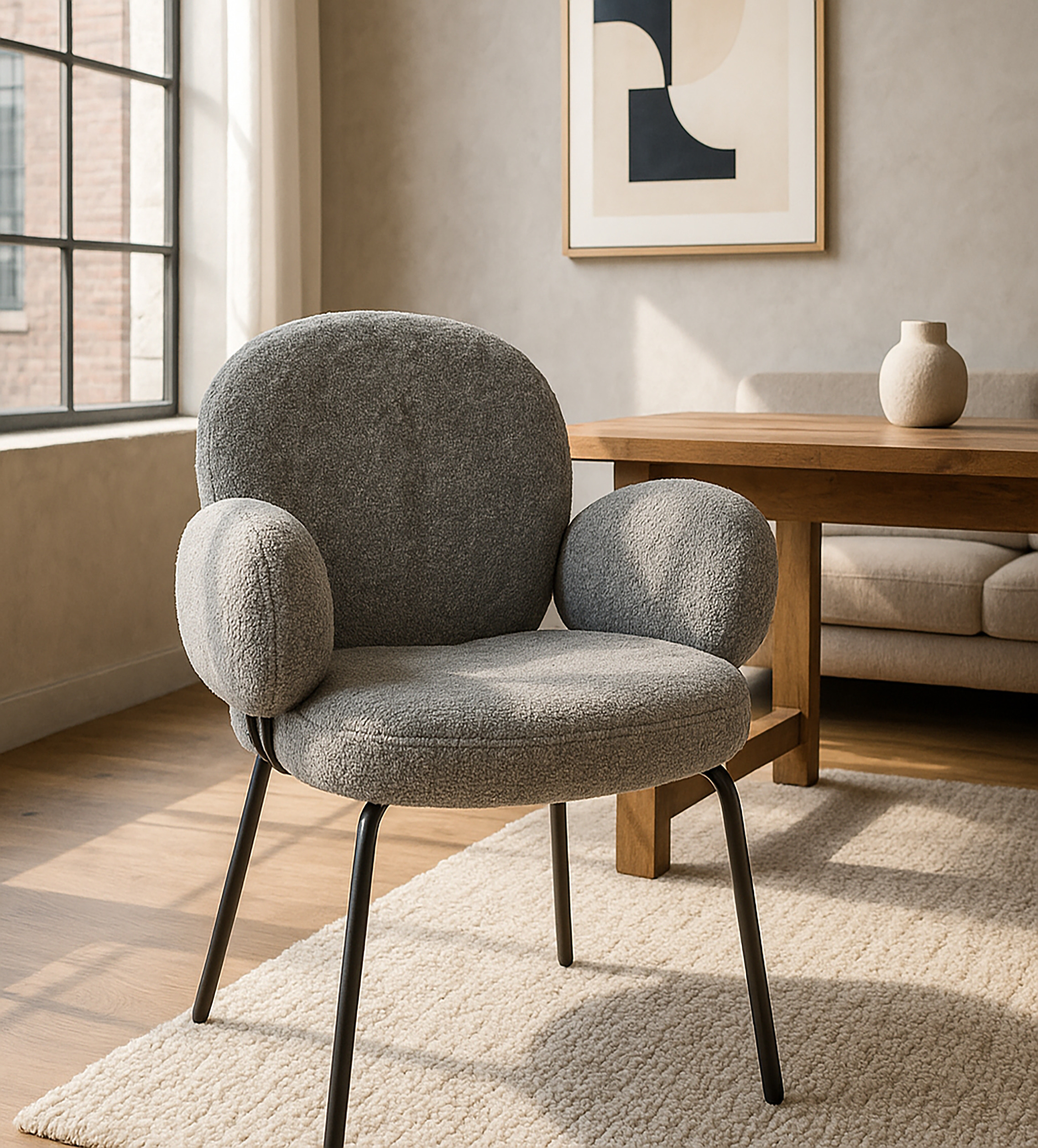 Stuhl Lille Teddybezug anthrazit Stuhl Lille Teddybezug anthrazit