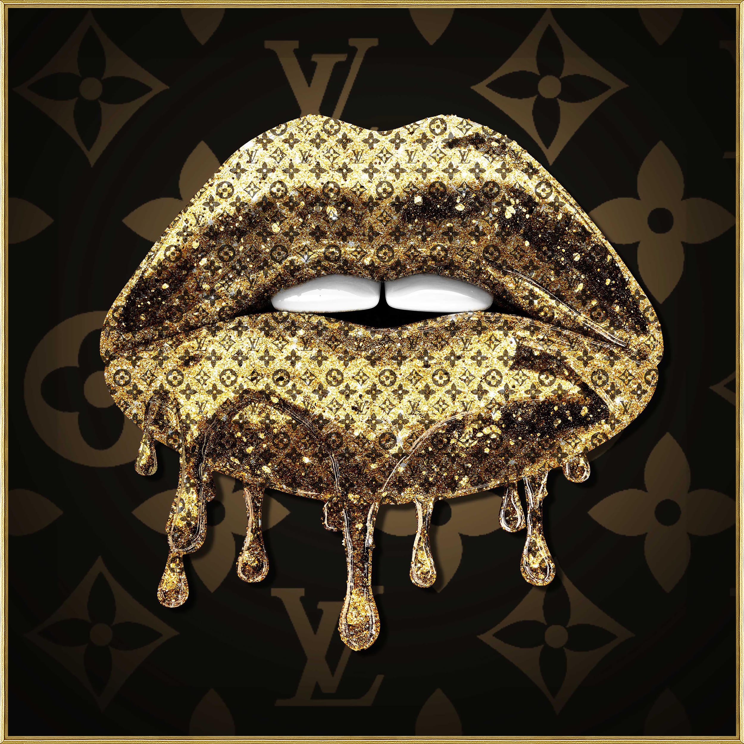 Wandbild Frame golden Kiss 100x100cm