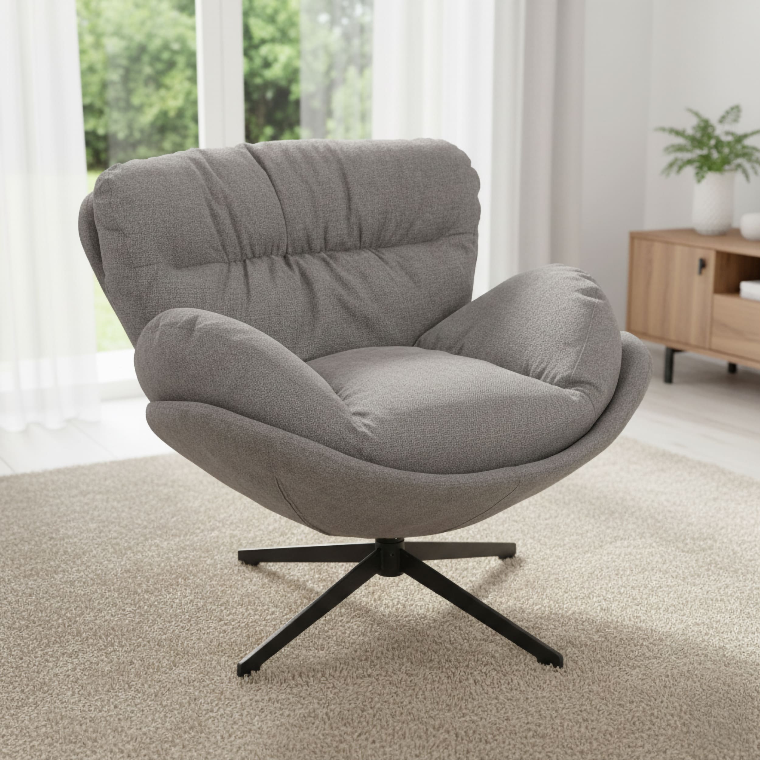 Drehsessel Pompei Stoffbezug Teddy grau