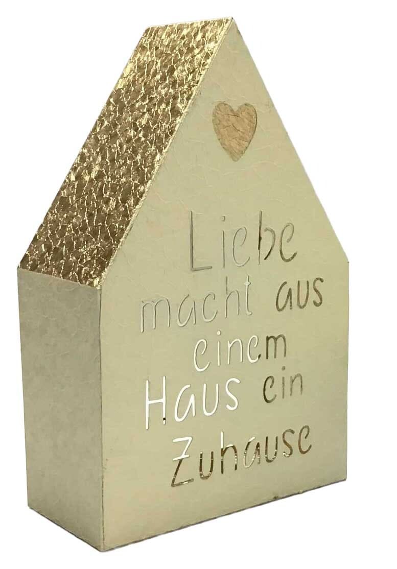 WL Haus Love Eisen weiß gold 20x10x33cm