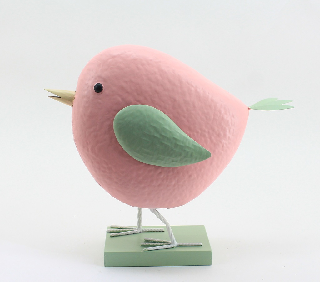 Dekovogel Metall rosa grün 45x17,5x40cm