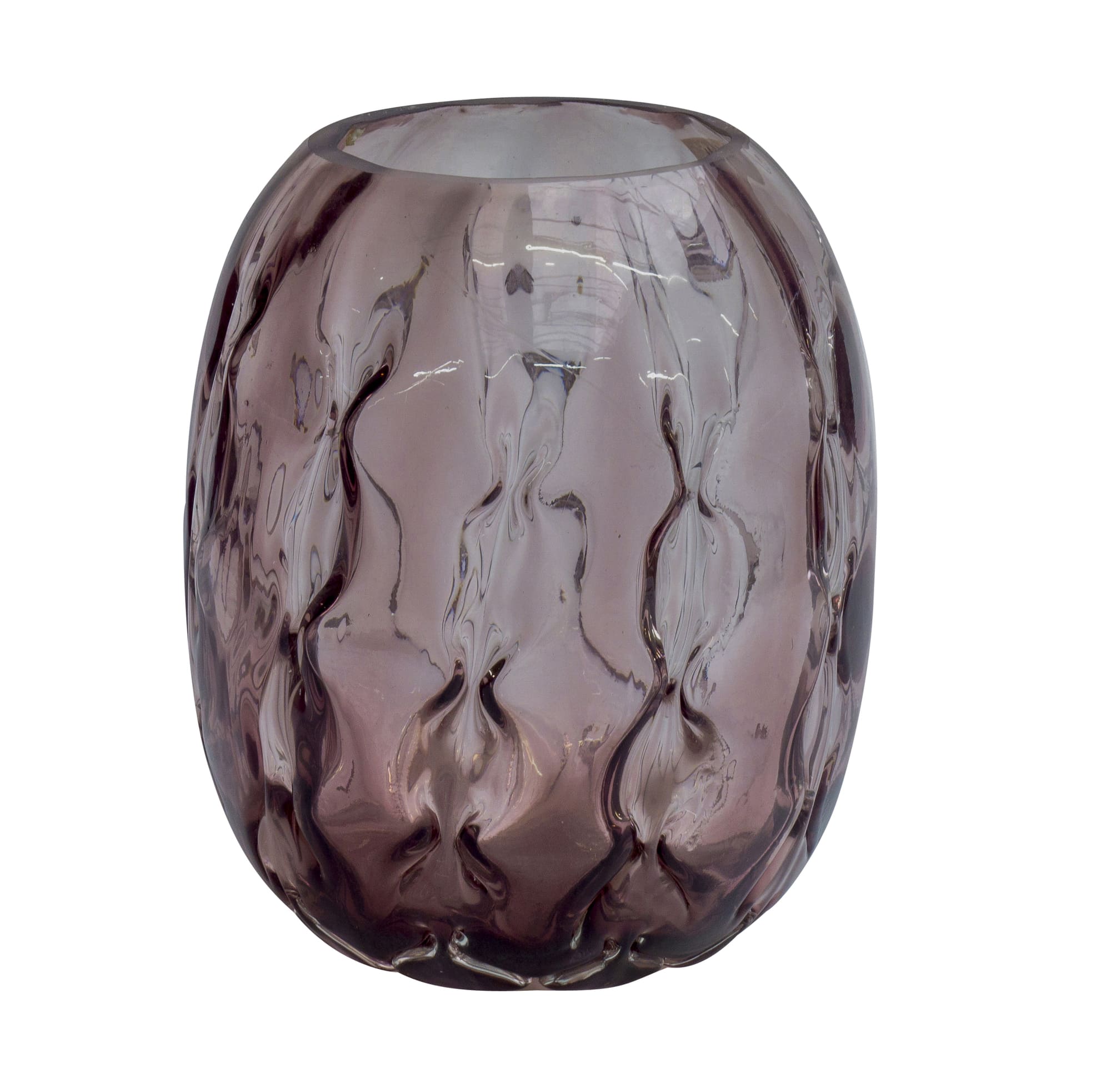 Vase bauchig Glas rosa 20,5x20,5x24cm