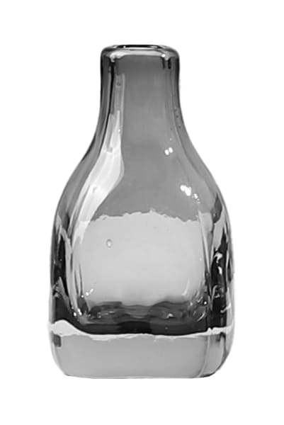 Vase Glas für Einzelblume grau 8x8x14cm