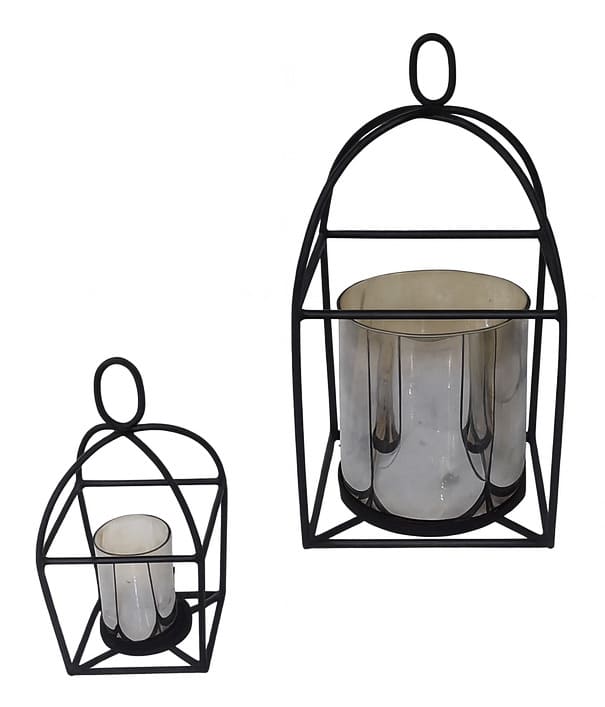 Laterne Windlicht Eisen sw 14x14x28