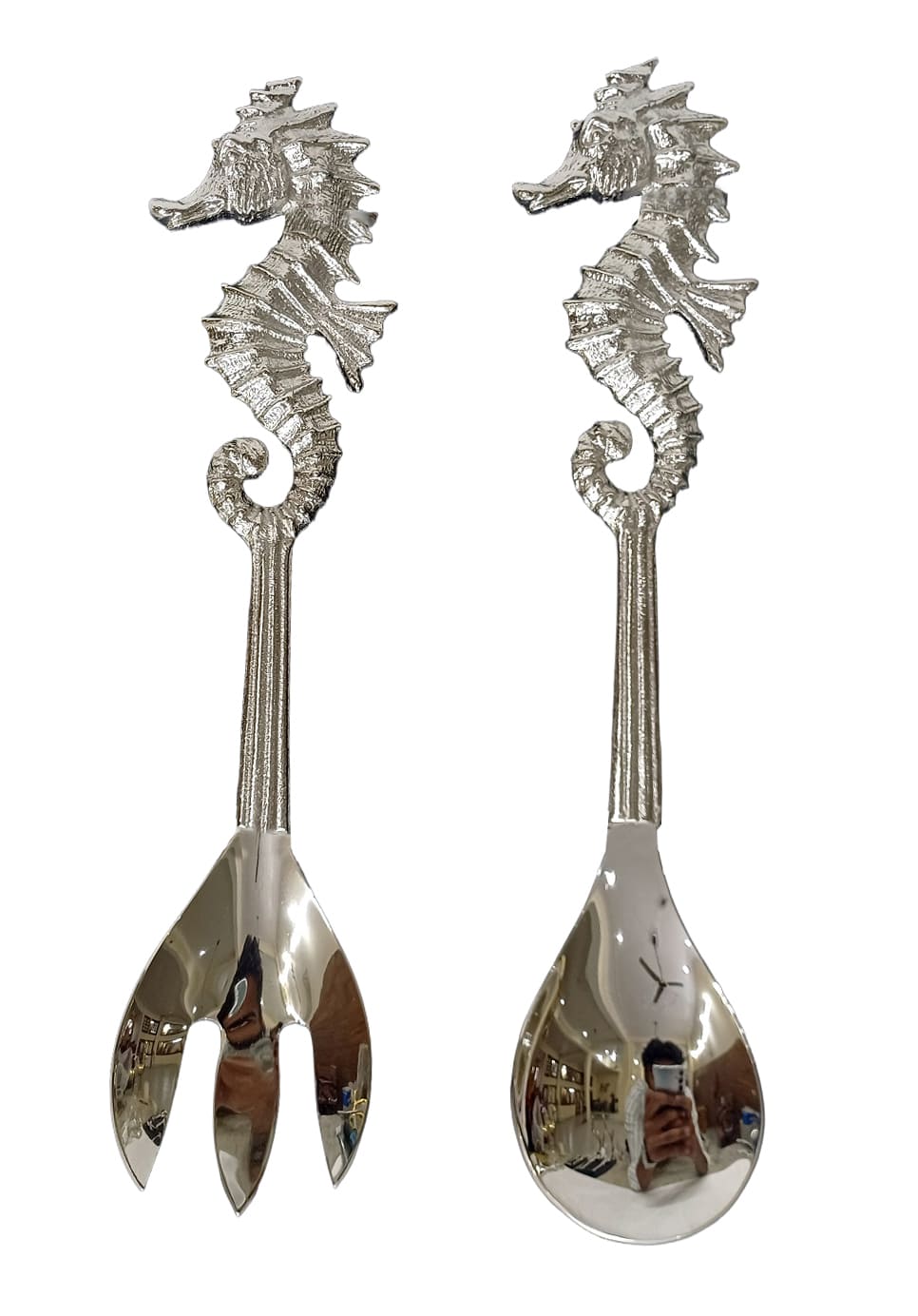 Salatbesteck Seepferd Alu Nickel