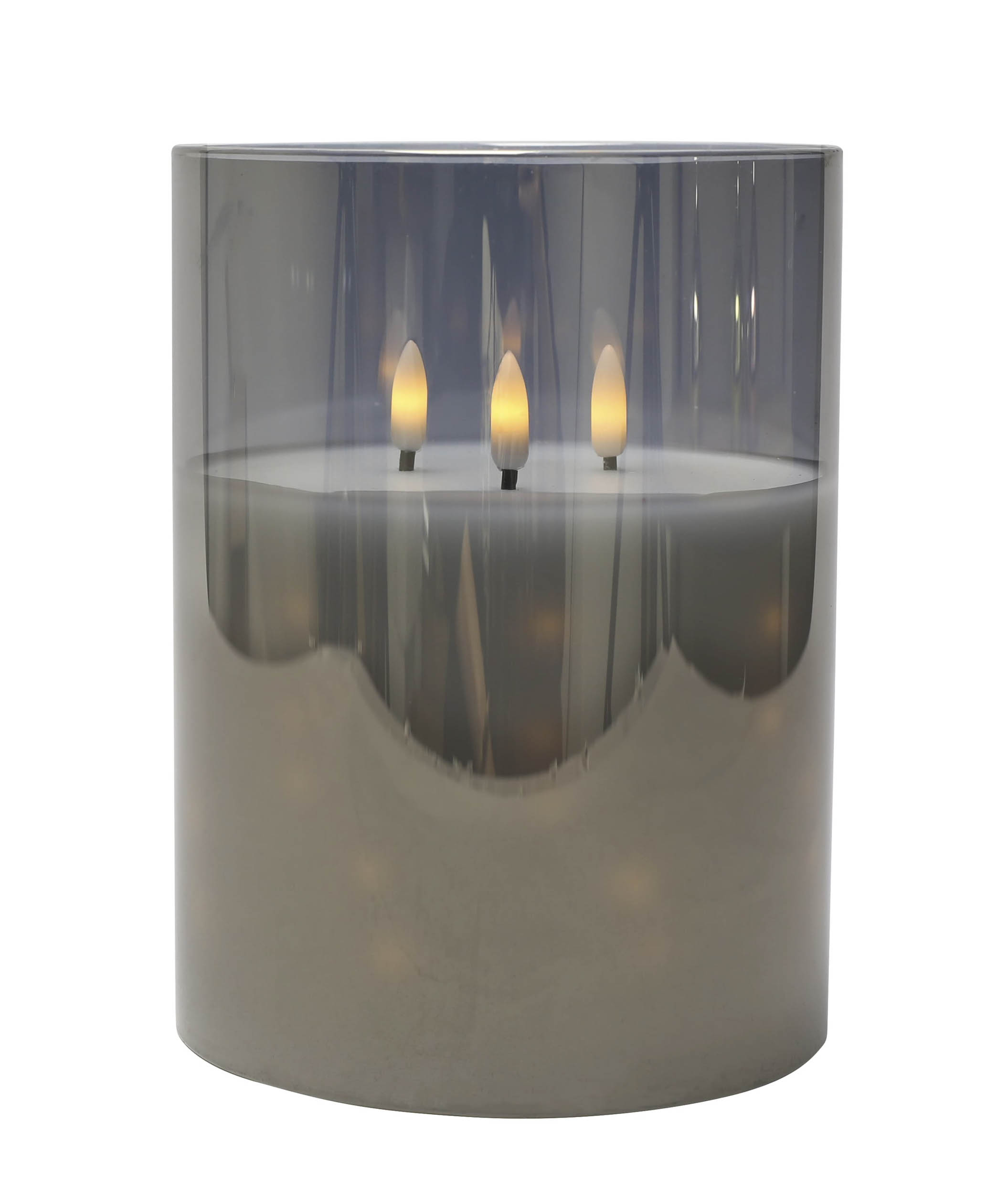 LED Kerzenglas 3D grey 15x20