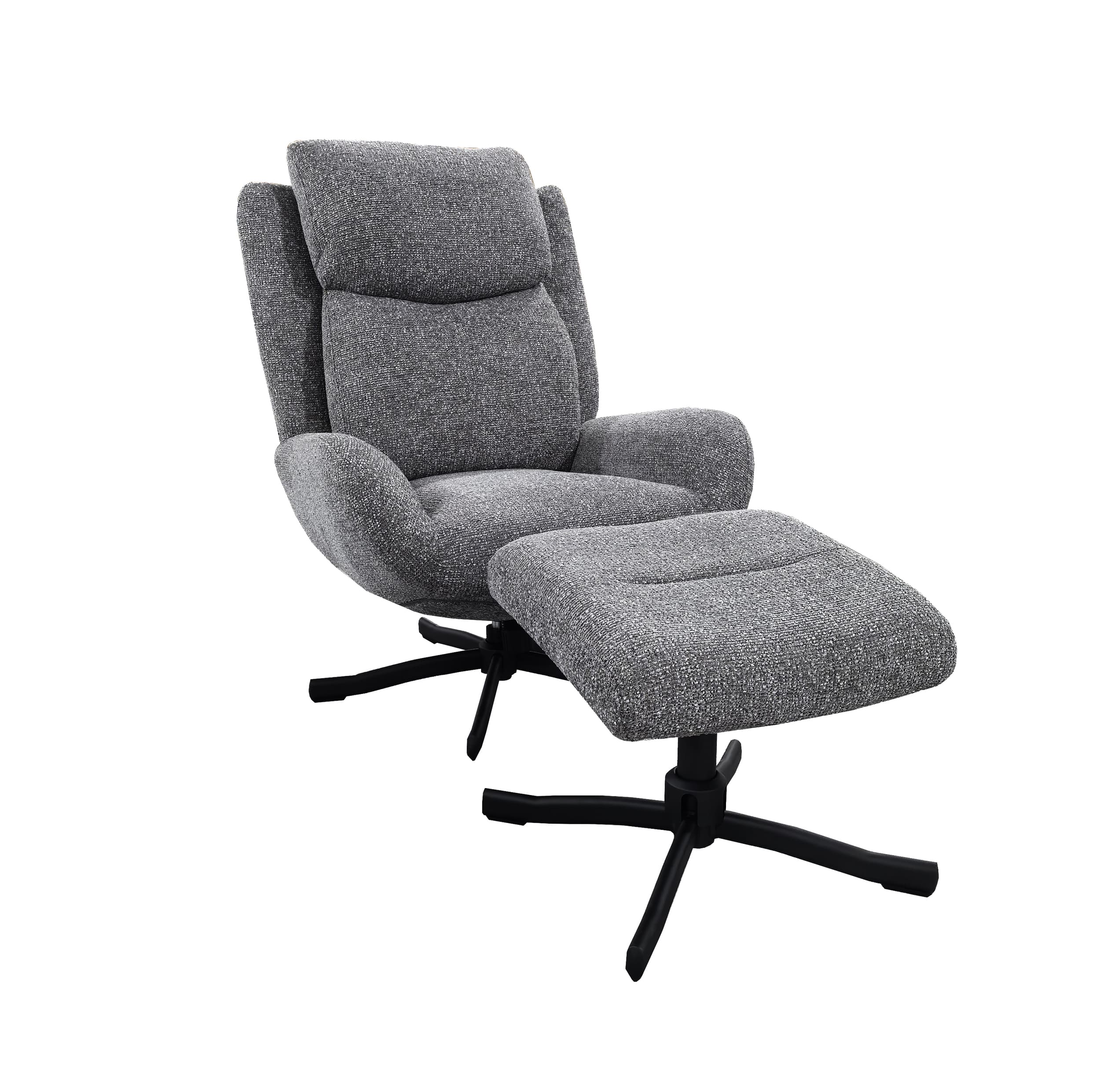 Relaxsessel + Fußhocker Grant m-grau