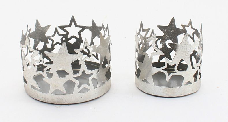 Windlicht Sternoptik 2er silber 13