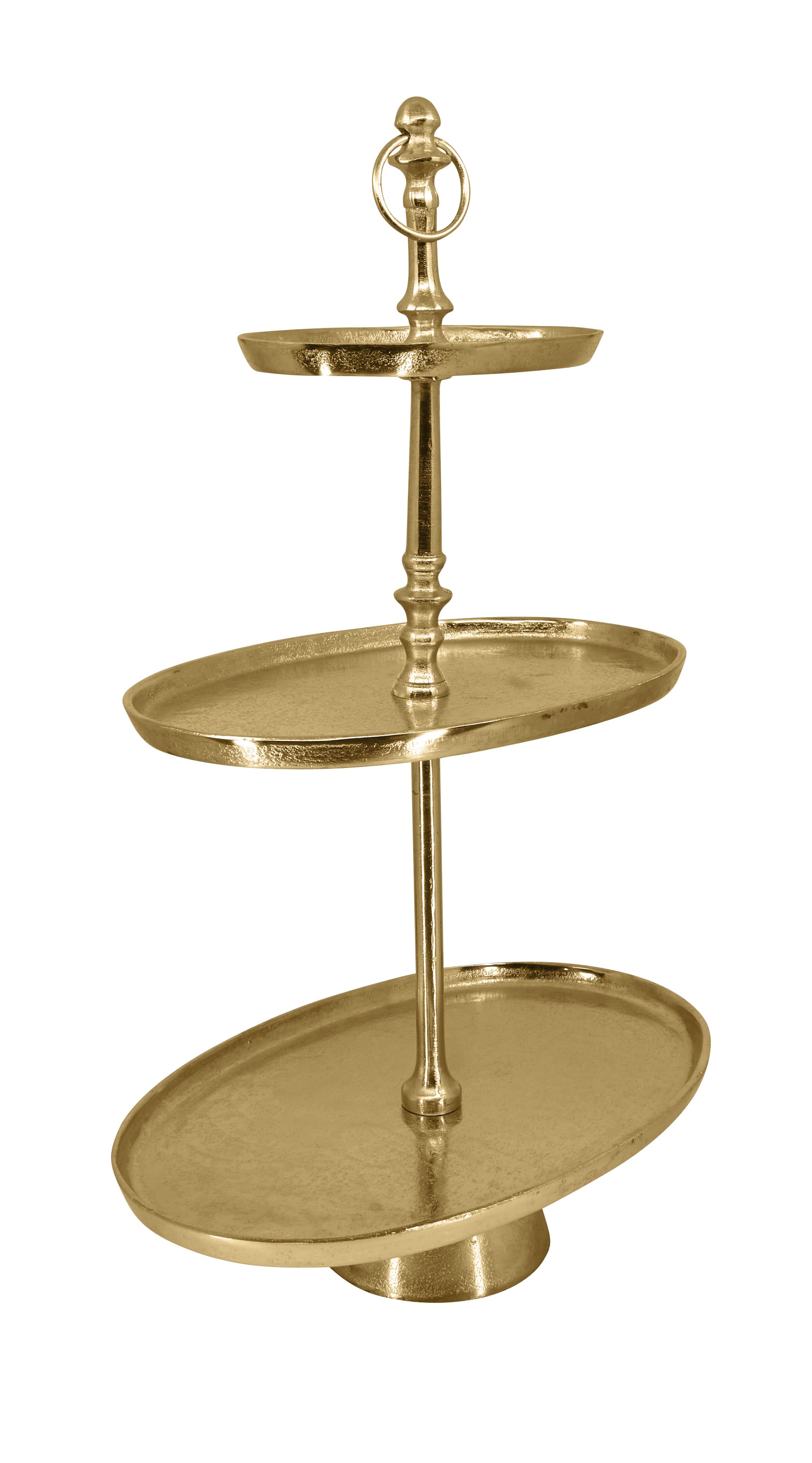 Etagere oval 2er Alu new gold  36x36x50c