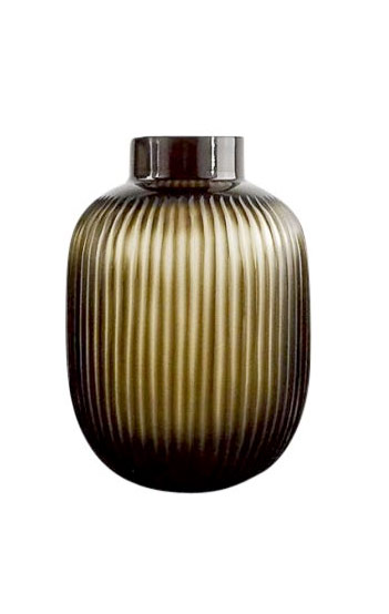 Vase bauchig Glas braun Mattoptik Streifen 17,5x17,5x23,5cm