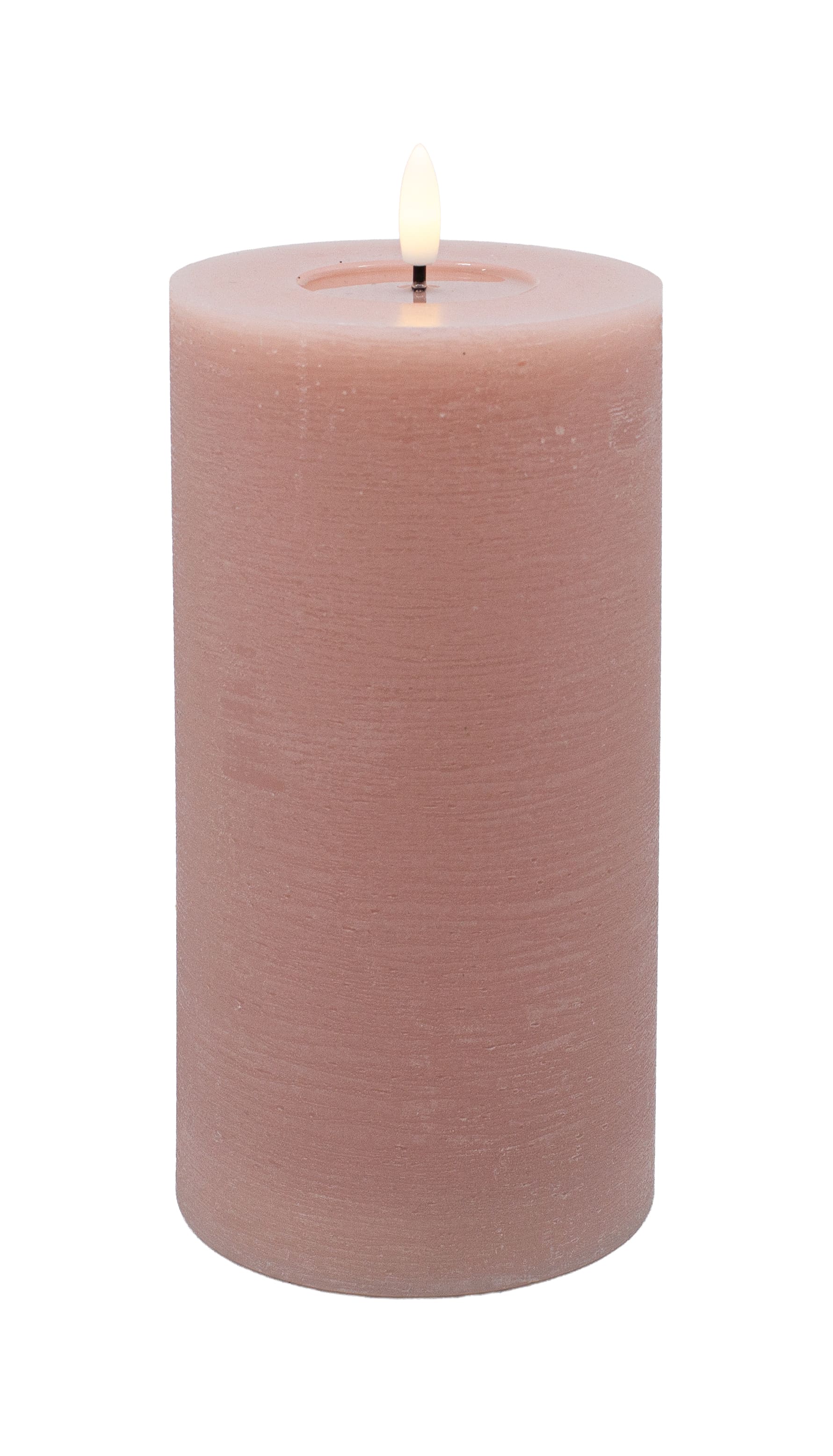 LED Stumpenkerze rose rustic 10x20